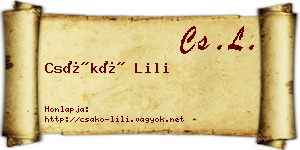 Csákó Lili névjegykártya