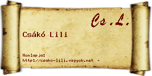 Csákó Lili névjegykártya